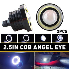 Pair 2.5" COB Car LED Projector Angel Eye DRL Lights Halo Ring Fog Drive Lamp US 6B93BC-57