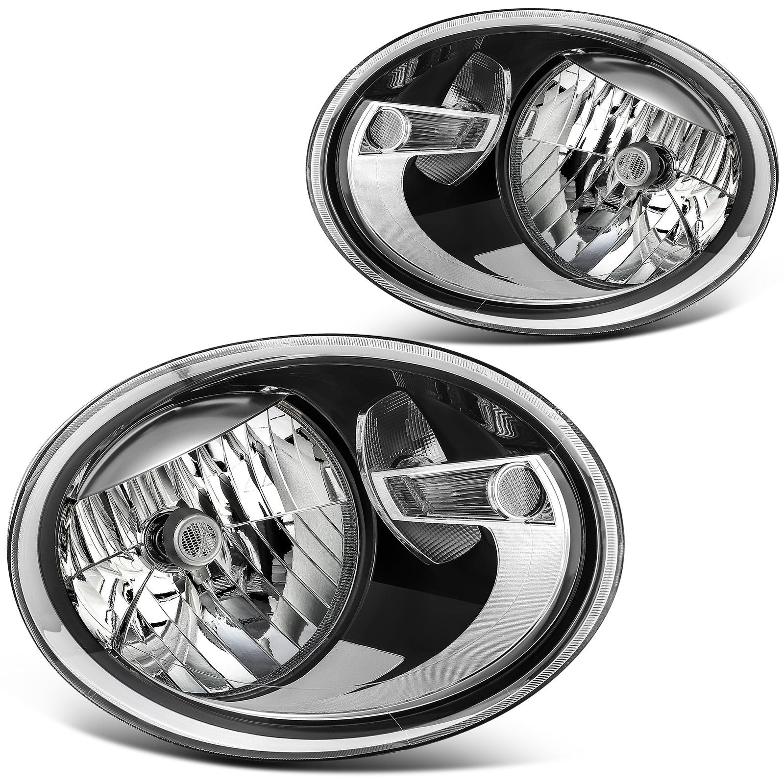 ECCPP Headlights Assembly For Volkswagen Beetle 1.8L 2.0L 2012-2019 Pair Black 6B93BC-57