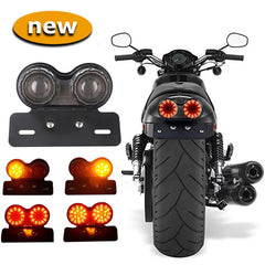 LED Tail Light Dual Turn Signal Brake License Plate Lamp for Harley Softail Dyna