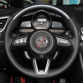 Carbon Fiber&Leather Steering Wheel Hand Sewing Wrap Cover For Mazda CX-9 16-19