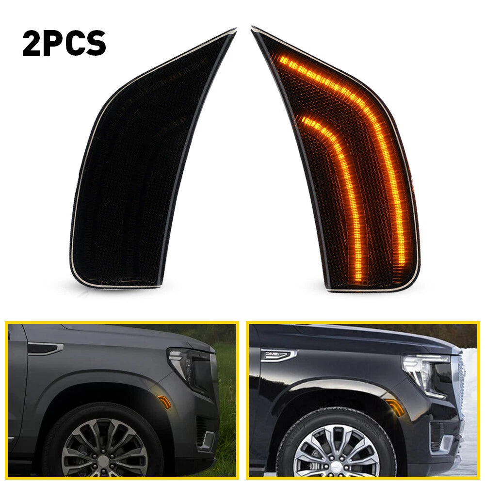 2X Amber Smoke LED Marker Side Light For 2021-23 Yukon GMC XL Denali ChevyTahoe 6B93BC-57
