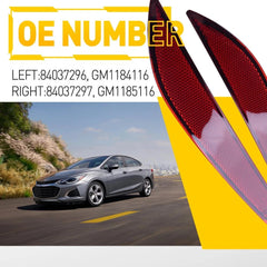 Right Left Rear Bumper Light Reflector Fits 2016-2019 Chevrolet Rear Cruze Brake 6B93BC-57