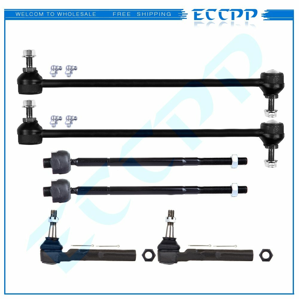 For 2005-2008 Chevy Uplander FWD 6pcs Front Inner Outer Tie Rods Sway Bars Kit 6B93BC-57