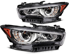 Pair Kit Full LED Headlights Assembly For 2014-2022 INFINITI For Q50 Black Amber 6B93BC-57