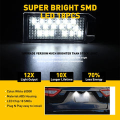 2x Led License Plate Light Rear Bumper Tag Assembly Lamp For 2013-2019 Fiat 500 6B93BC-57
