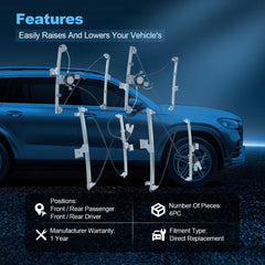 For 2003-2006 Cadillac Escalade ESV Set of 4 Power Window Regulators With Motor 6B93BC-57