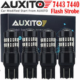 4X 7443 7440 Brake Tail Stop Light SUPER Red Flash Strobe Blinking LED Bulb EOA 6B93BC-57