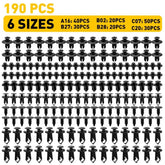 190PCS Car Body Trim Clips Retainer Bumper Rivets Screw Panel Push Fastener Kits 6B93BC-57