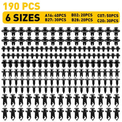 190PCS Car Body Trim Clips Retainer Bumper Rivets Screw Panel Push Fastener Kits 6B93BC-57