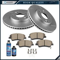 6pc Front Drilled Rotors + Ceramic Brake Pads for 2017 2018-2020 Hyundai Elantra 6B93BC-57