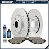Front Drilled & Slotted Ceramic Brake Pads And Rotors For Acura MDX RLX Honda 6B93BC-57