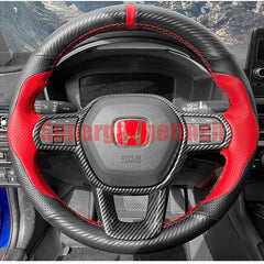 3D Carbon Fiber&Leather Steering Wheel Hand Sewing Wrap Cover For Honda Civic 22