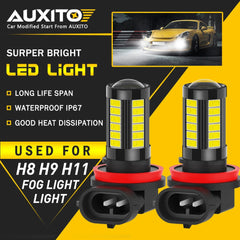 AUXITO H11 H16 H8 LED Fog Driving Light 6000K Super Bright Bulbs 2000LM 6G33 EOA AUXITO