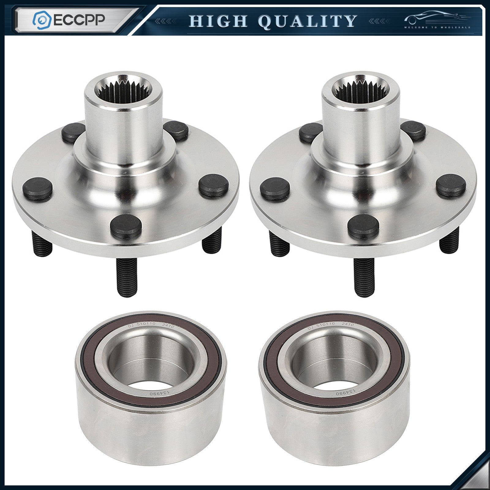 ECCPP (2) Front Wheel Hub & Bearing Kit For Ford Focus 2012-2018 C-MAX 2013-2018 6B93BC-57