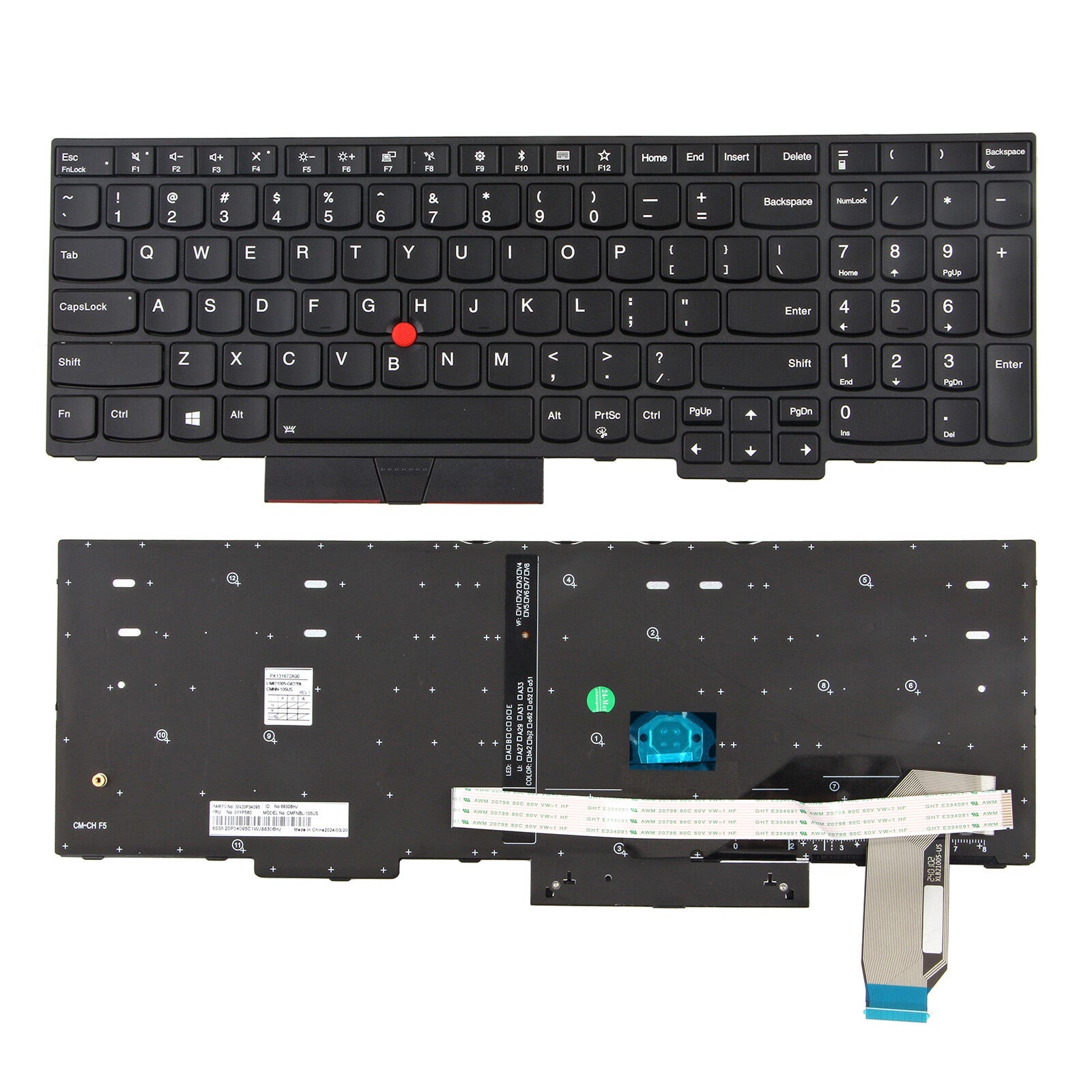 US Keyboard for Lenovo ThinkPad E580 E585 E590 E595 T590 P15s Gen 1 / T15 Gen 1 6B93BC-57