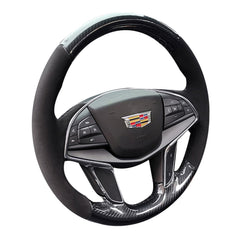 Carbon Fiber&Suede Leather Steering Wheel Hand-stitch on Cover For Cadillac XT5