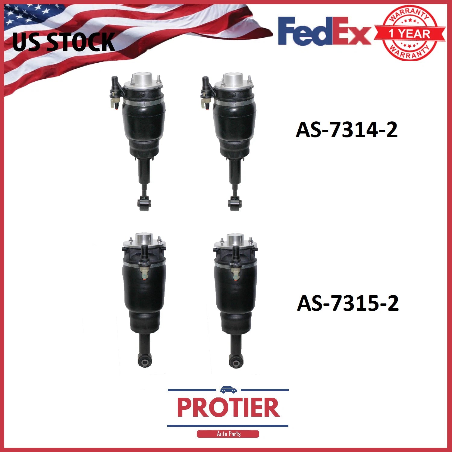 Lincoln Navigator Front & Rear Air Ride Air Struts Bundle with Solenoids 03-06 6B93BC-57