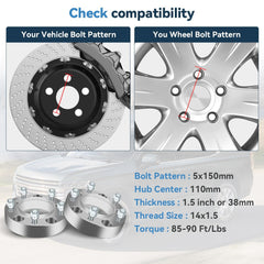 2 Pcs 1.5'' 5x150 Hub Centric Wheel Spacers For Toyota Tundra Sequoia 2008-2021 6B93BC-57