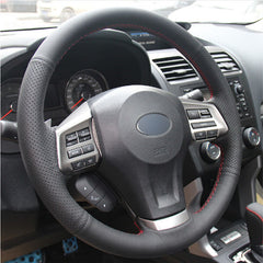 Top Leather Steering Wheel Hand-stitch on Wrap Cover For Subaru Forester XV