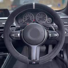 Suede Gray Stitching Steering Wheel Cover for BMW X5 F15 2013-2018