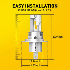 AUXITO 9003 H4 LED Headlight Bulbs Kit High Low Beam Amber Yellow 3000K Lamp 2x AUXITO