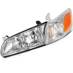 ECCPP Headlights Assembly For Toyota Camry 2000-2001 Pair Kit Chrome Amber 6B93BC-57