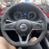 Black Suede Leather Steering Wheel Hand Sewing Wrap Cover For Nissan Altima Leaf 6B93BC-57