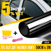 300CM Uncut Roll Window Tint Film 5% VLT 20" x 10ft Feet Car Home Office Glass 6B93BC-57