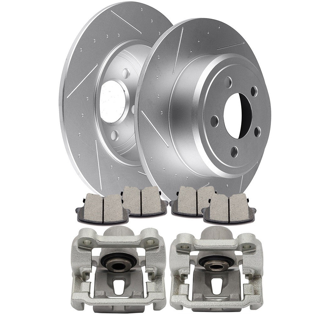 Rear Brake Calipers Brake Rotors Brake Pads Set 8Pcs For 2005-2018 Chrysler 300 KOEEP
