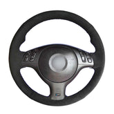 All Black Suede Leather Steering Wheel Stitch-on Wrap Cover Fit For BMW E39 E46