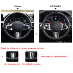 Black Suede Leather Steering Wheel Hand-stitch on Wrap Cover For X3 G01 2018-21