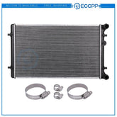 Radiator For Audi A3 TT Volkswagen Golf Jetta with Universal Oil Hose Clamps Kit