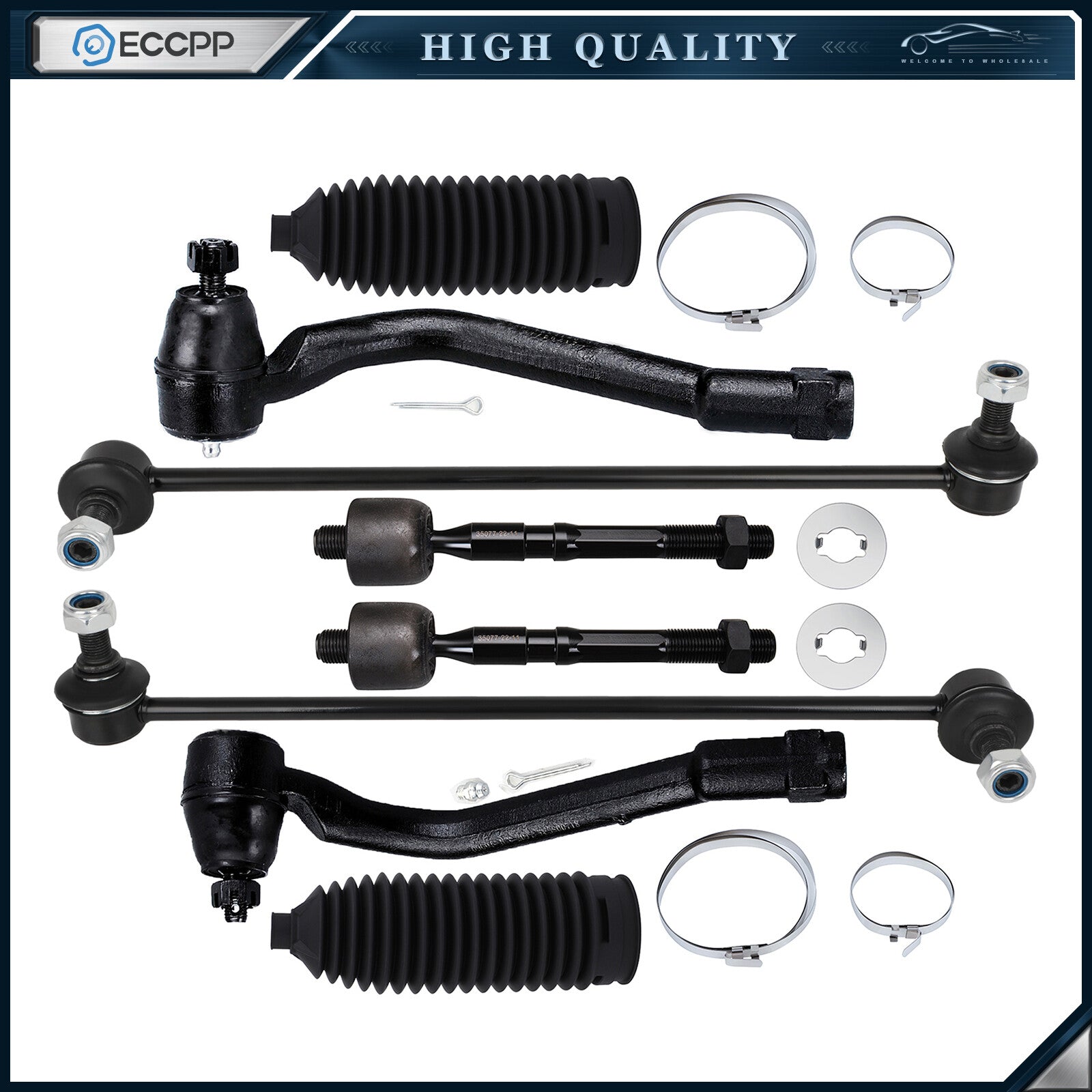 Front Rack and Pinion Bellow Sway Bar End Tie Rod End For 2011-2012 Kia Optima 6B93BC-57