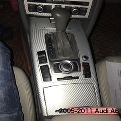 Interior Center Console Carbon Fiber Molding Sticker Decals For Audi A6 2005-11