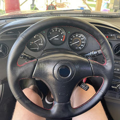 Steering Wheel Wrap For Toyota RAV4 1998-2003 Black Perforated Leather Cover