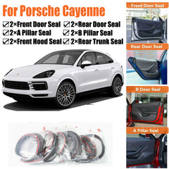 Door Rubber Seal Strips Weather Draft Noise Reduction Kit For Porsche Cayenne