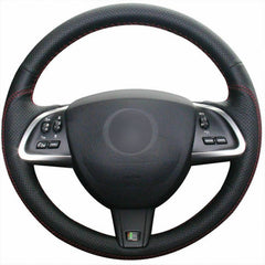 Top Black Leather Steering Wheel Hand-stitch on Wrap Cover For Jaguar XF