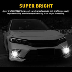 Pair 2.5" COB Car LED Projector Angel Eye DRL Lights Halo Ring Fog Drive Lamp US 6B93BC-57