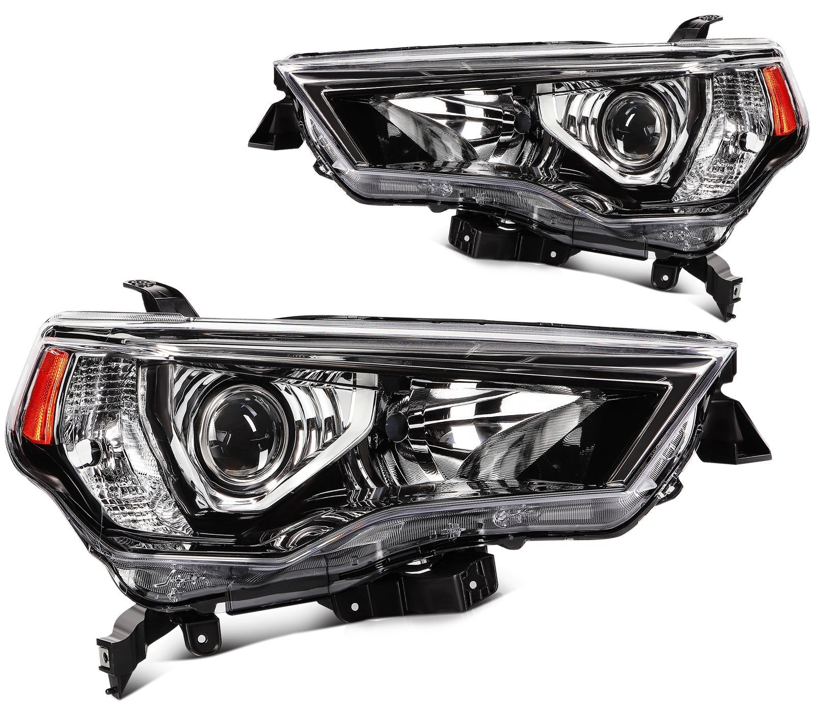 ECCPP Headlights Assembly For Toyota 4Runner 4.0L 2014-2020 Pair Kit Black Amber 6B93BC-57