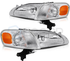 ECCPP Headlights Assembly For Toyota For Corolla 1.8L 1998-200 Pair Chrome Amber 6B93BC-57