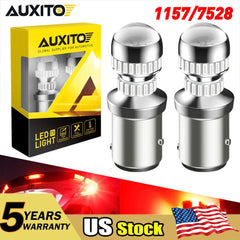 2-10x AUXITO 1157 7528 LED Brake Stop Tail Light Bulbs Red CANbus No Error Lamps AUXITO