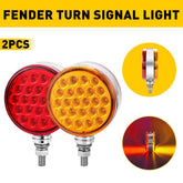 Truck 48 LED Round Dual Face Red/Amber Fender Marker Light Turn Signal Pedestal 6B93BC-57