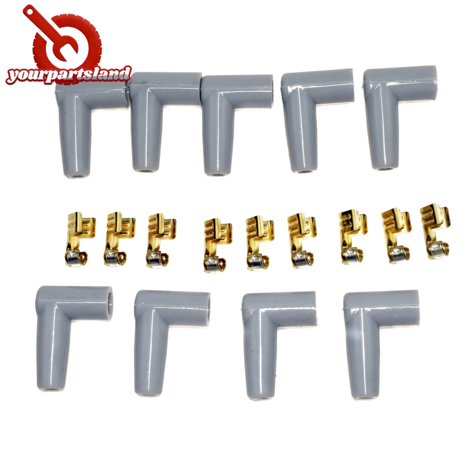 90 degree Spark Plug Wire Male Rubber Boots Terminals Ends Connector Set Grey 6B93BC-57