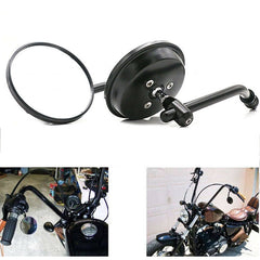 Black Round Motorcycle Mirrors For Harley Sportster Softail Dyna Touring Bobber