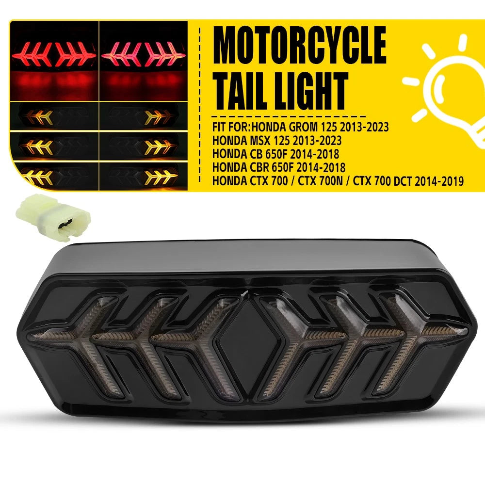 3-in-1 LED Tail Brake Light Sequential Turn Signal For Honda GROM MSX125 CBR650F 6B93BC-57