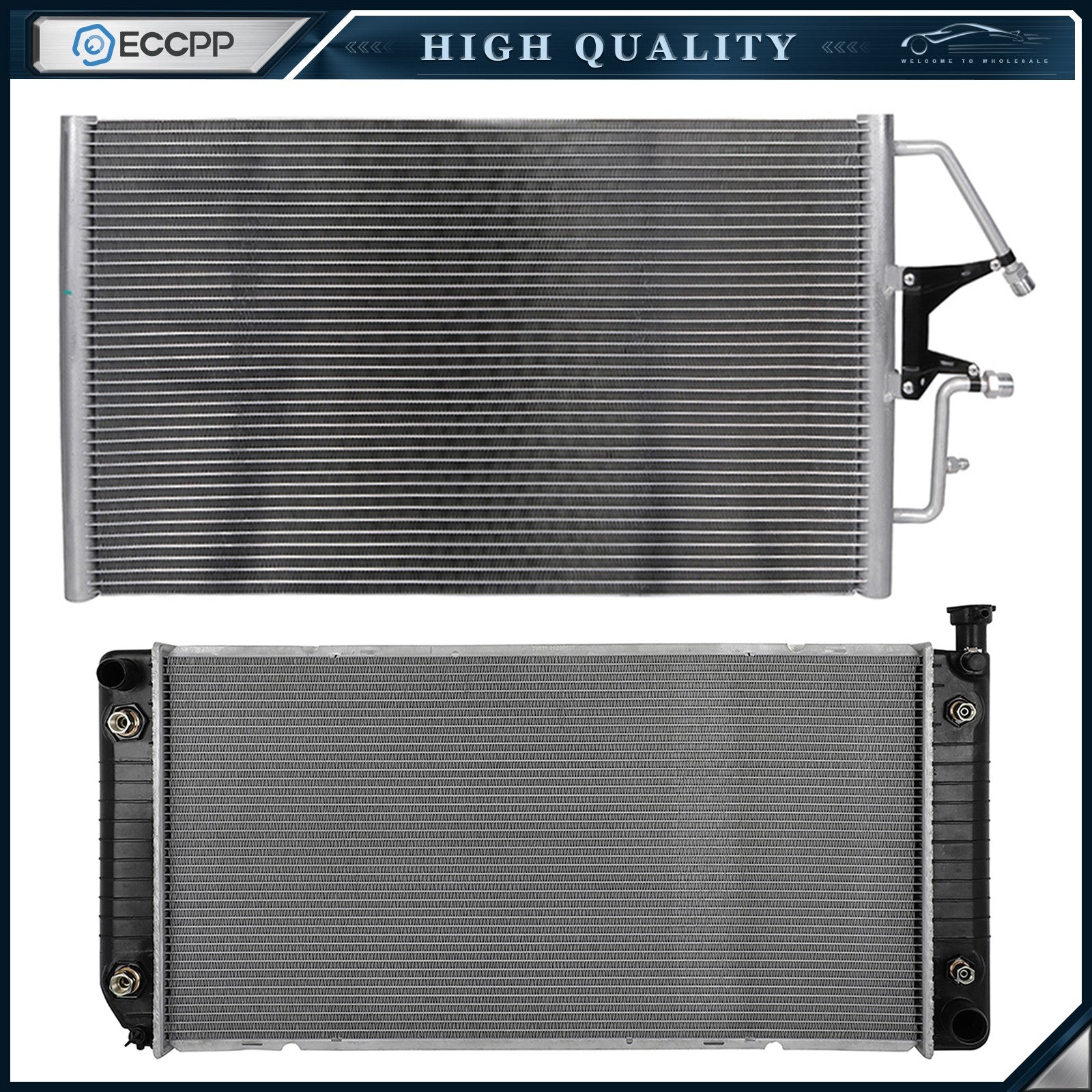 Aluminum Radiator & AC Condenser Cooling Kit For 1996 1997 1998-2000 GMC C2500 6B93BC-57