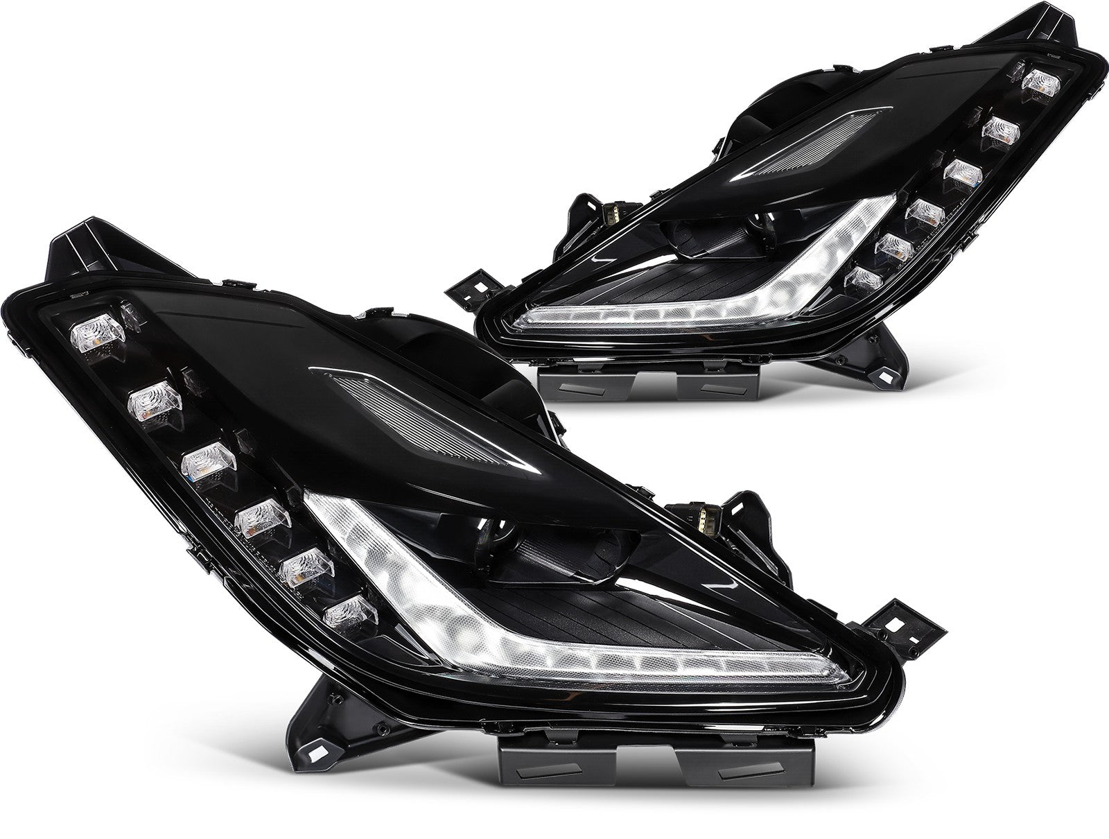 Pair Full LED Headlights Assembly For 2014-2019 Chevrolet Corvette 6.2L Black KOEEP