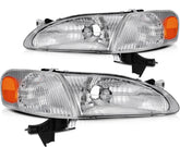 ECCPP Headlights Assembly For Toyota For Corolla 1.8L 1998-200 Pair Chrome Amber 6B93BC-57
