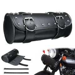12'' Motorcycle Fork Tool Bag Storage Pouch Luggage Leather For Harley Davidson