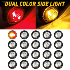 20pcs 3/4" Round Amber Red LED Signal Trailer Clearance Side Marker Lights12V EA 6B93BC-57